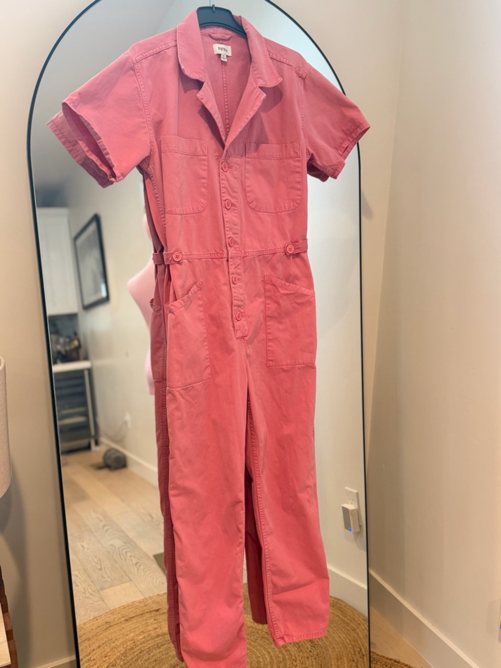 pistola Flamingo Pink Short-Sleeve Utility Jumpsuit for women